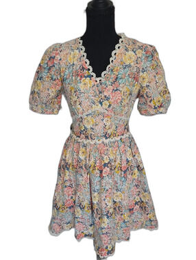 Chicwish Blooming Flower Lace-Trim Mini Dress